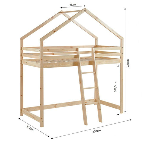 Lit Mezzanine TINY Sommier Inclus Naturel 90x190