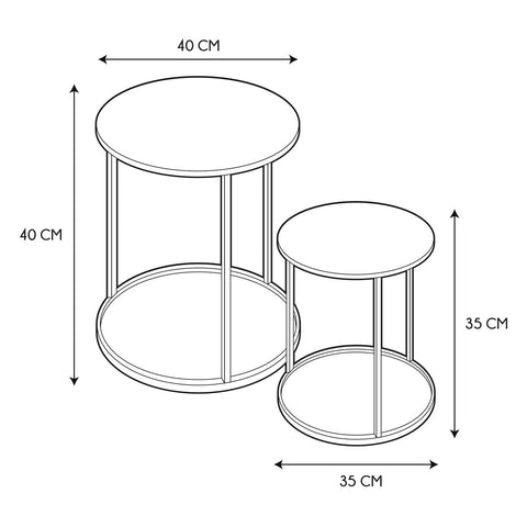 Lot De 2 Tables D'appoint En Métal Martele Mirage