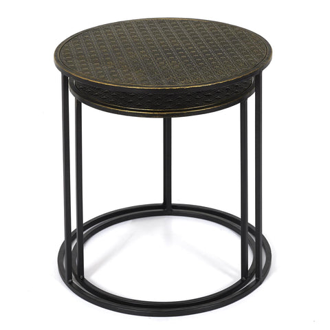 Lot De 2 Tables D'appoint En Métal Martele Mirage