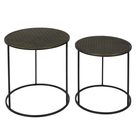 Lot De 2 Tables D'appoint En Métal Martele Mirage