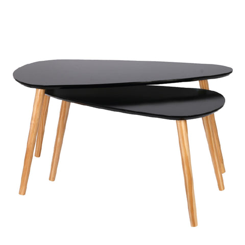 Lot De 2 Tables Gigognes Galet Noires