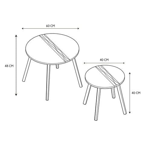 Lot De 2 Tables Gigognes Relief Blanche