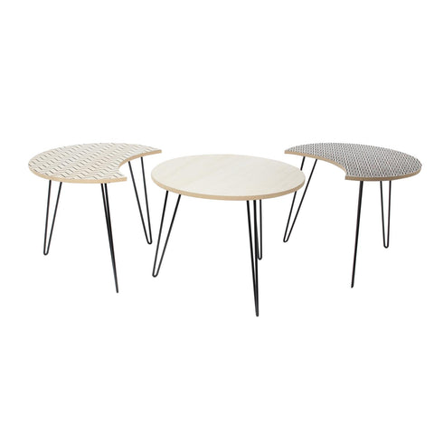 Lot De 3 Tables Gigognes Beige Et Noire