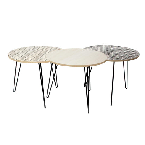 Lot De 3 Tables Gigognes Beige Et Noire