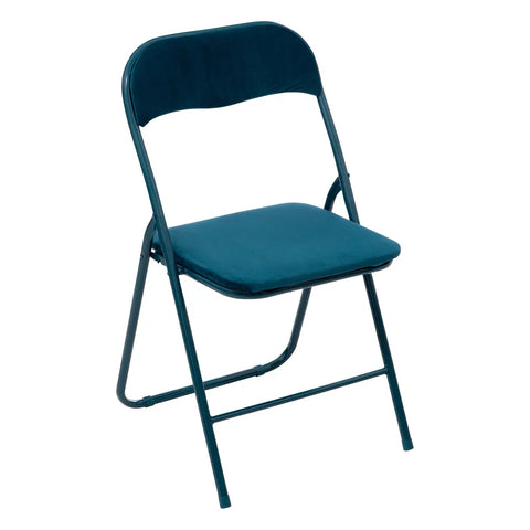 Lot De 6 Chaises En Velours Pliantes Bleu Canard