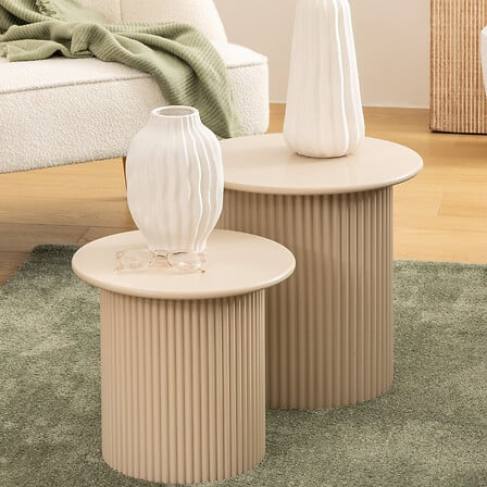 Lot de 2 tables café Eino MDF argile Beige