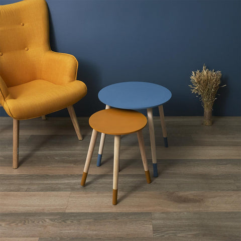 Lot de 2 tables gigognes Bicolore Jaune Bleu