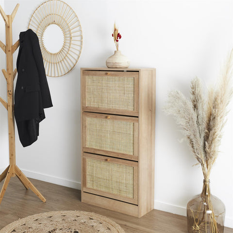 Meuble à chaussures 3 portes Bali Marron