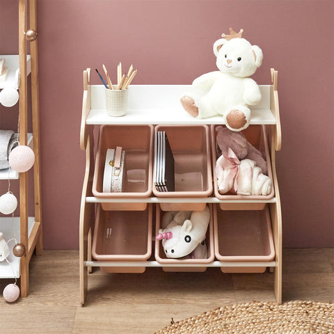 Meuble de rangement 6 bacs Licorne Rose