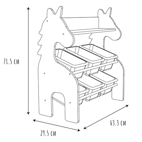 Meuble de rangement 6 bacs Licorne Rose