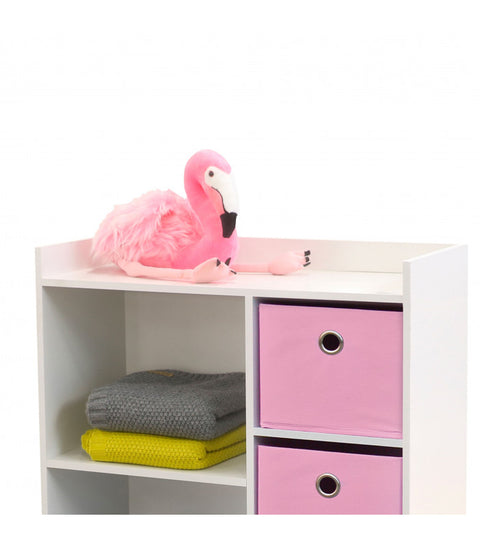 Meuble de rangement pour fille 3 niches + 4 tiroirs Rose et Gris