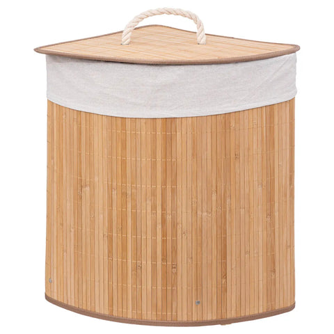 Panier À linge D'angle 48 L En Bambou Beige