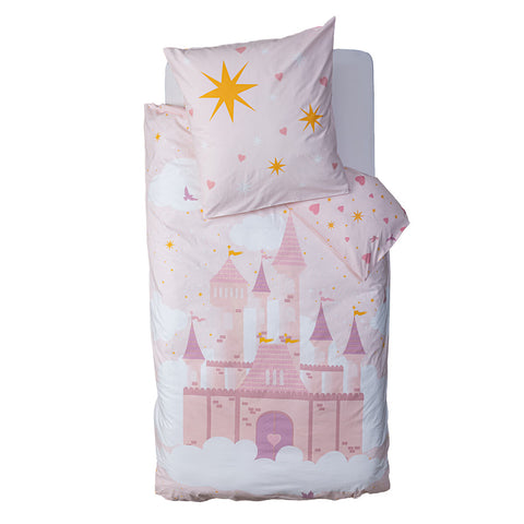 Parure De Lit Enfant Château Rose 140x200