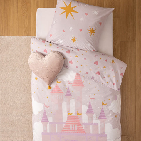 Parure De Lit Enfant Château Rose 140x200