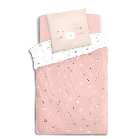 Parure De Lit Pour Enfant Chat Rose 140x200