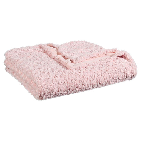 Plaid Doux Effet Fourrure Boucle Rose 180x230