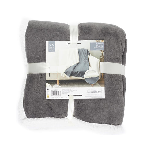 Plaid En Microfibre Sherpa 125x150 Gris