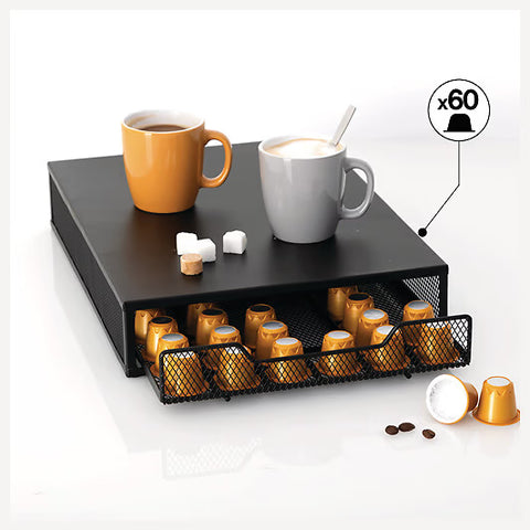 Porte-Capsules Mayaj Noir avec Tiroir Espresso x60 Capsules