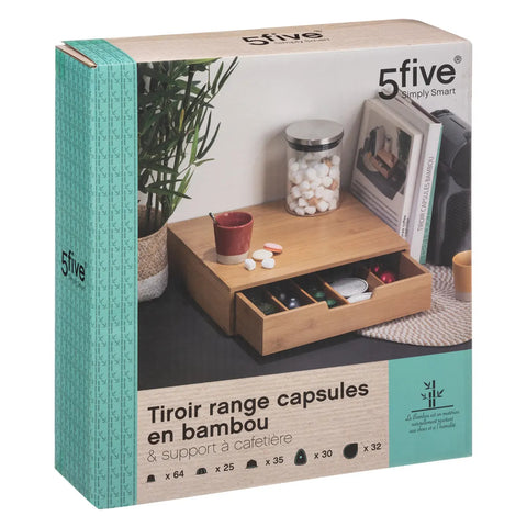 Porte-capsules 1 Tiroir En Bambou