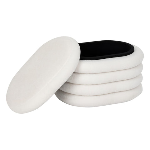 Pouf Coffre De Rangement Giulia Bouclette Blanc