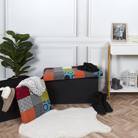 Pouf Coffre Pliable Patchwork