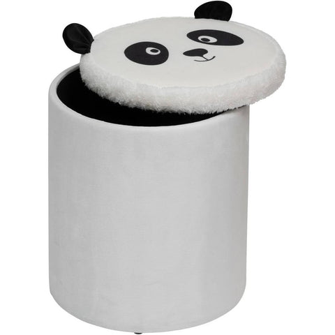 Pouf De Rangement Pliant Panda Noir Blanc