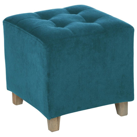 Pouf En Velours Leandre Bleu Canard