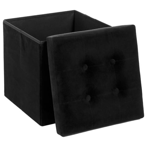 Pouf Et Coffre Pliant Lysandre En Velours Noir