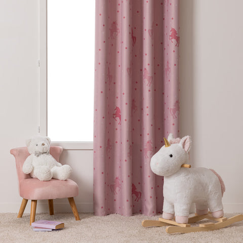 Rideau Occultant Pour Enfant Phosphorescent Licorne Rose