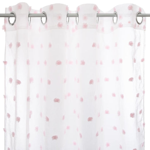 Rideau Voilage Pour Enfant Pompons Rose 140x240