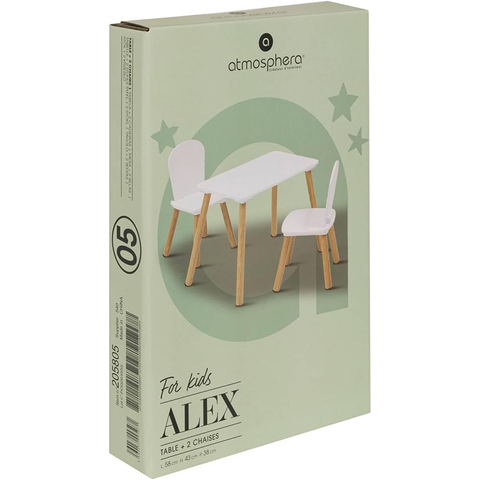 Set Table Avec 2 Chaises Alex Pour Enfant Blanc