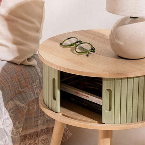 Table De Chevet 2 portes Nysos D40 Vert Olive