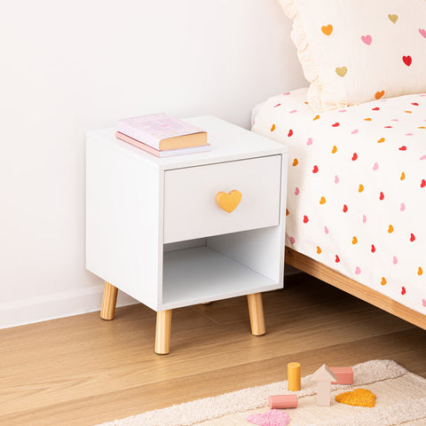 Table De Chevet Pour Enfant 1 Tiroir Amour Blanc