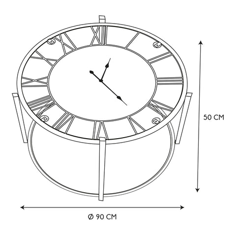 Table Horloge D90 Bistrot Indus Dia Noir