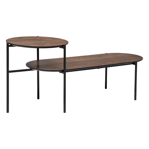 Table basse 2 niveaux Kemi noyer Marron