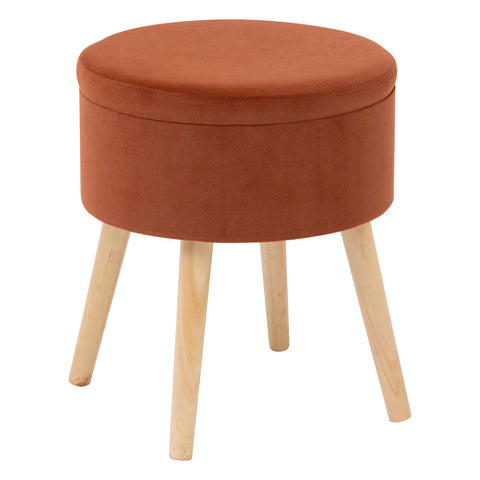 Tabouret Coffre Tess En Velours Ambre