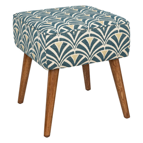 Tabouret D'appoint Chiara Chenille Jacquard Bleu