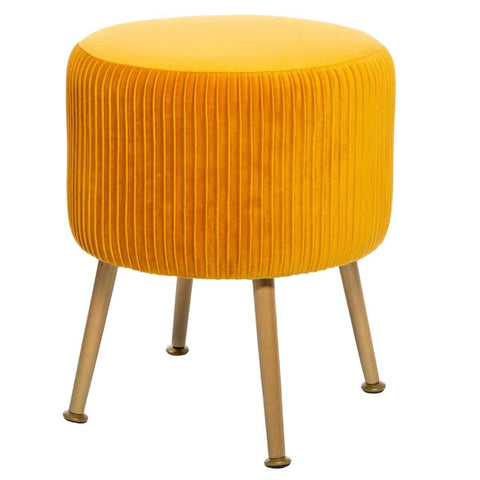 Tabouret En Velours Plisssé Solaro Jaune Moutarde