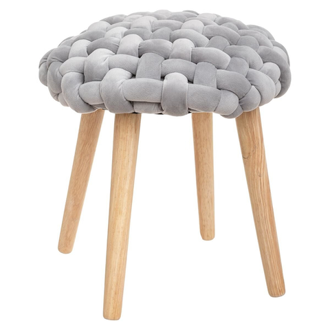 Tabouret En Velours Tricoté Akemi Gris