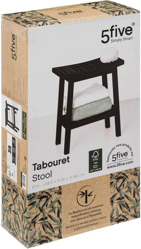 Tabouret Rangement En Bambou Noir