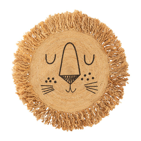 Tapis Pour Enfant Lion En Jute Marron