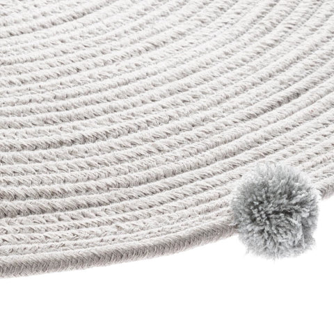 Tapis Rond Avec Pompons Pour Enfant D90 Gris