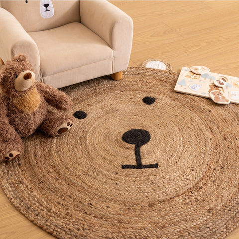 Tapis Rond Pour Enfant Ourson D 100 En Jute