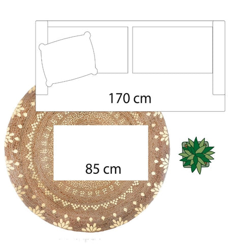 Tapis Rond Gold Shine D 115 En Jute Doré