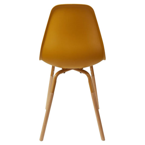 chaise scandinave jaune plastique et bois