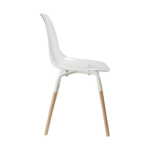 chaise scandinave plexi transparente pied en bois