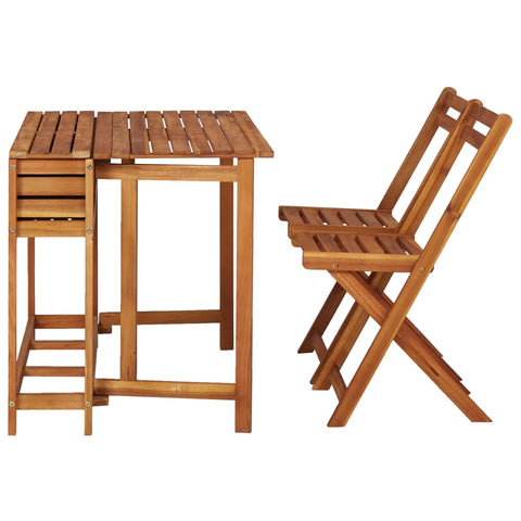 Table à jardinière et 2 chaises de bistro bois d'acacia massif Jardin