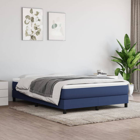 Sommier à ressorts de lit Bleu 140x200 cm Tissu
