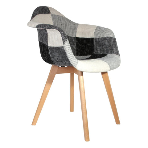 Fauteuil Scandinave Patchwork Gris