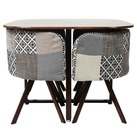 Set Table Avec 4 Chaises Patchwork Gris